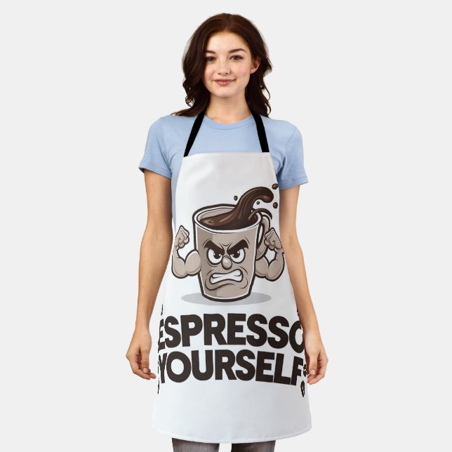 Espresso Sie selbst - Funny Coffee Lover Design Schürze (Getragen)