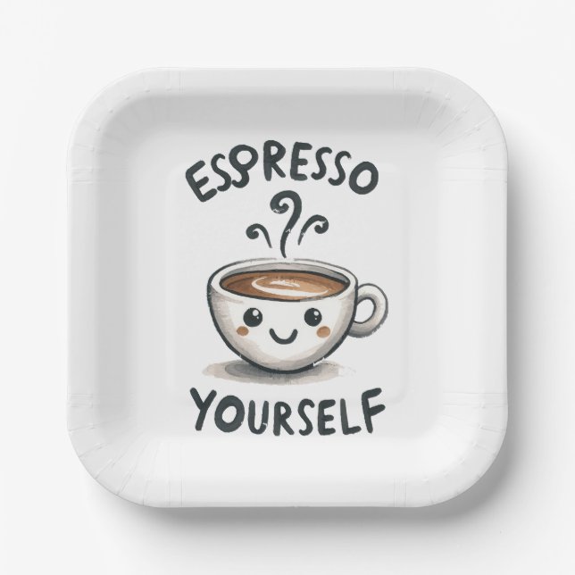 Espresso Sie selbst Kaffee Pappteller (Vorderseite)