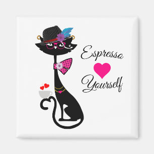 Espresso Sie selbst Schwarze Katze Magnet