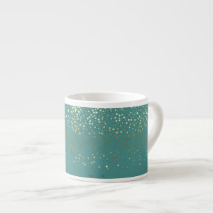 Espresso Tasse-Petite Golden Stars Aquamarin Espressotasse