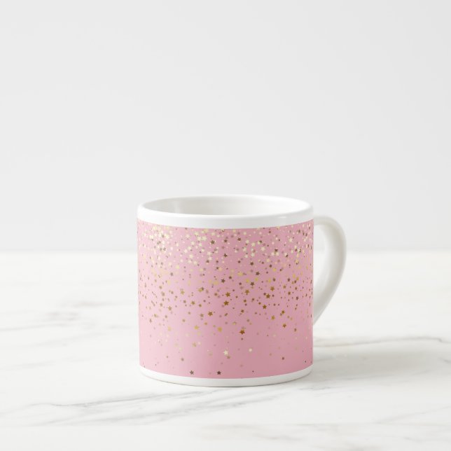 Espresso Tasse-Petite Golden Stars Pink Espressotasse (Vorderseite Rechts)