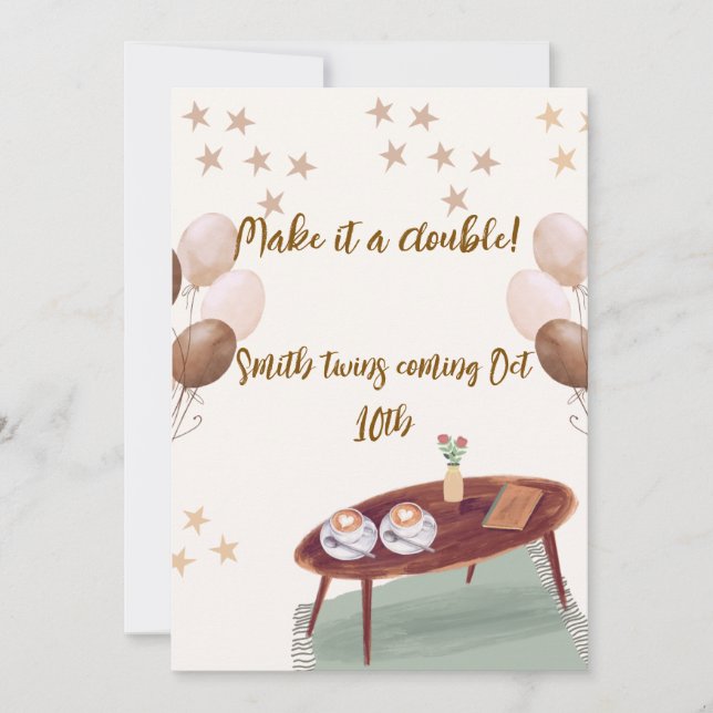Espresso Themed Twin Pregnancy Ankündigung (Vorderseite)