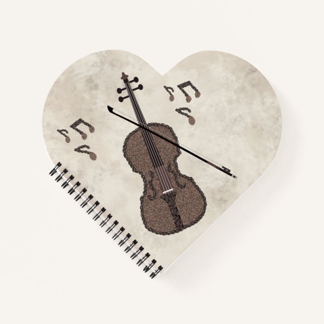 Espresso Violino Violine aus Kaffeebohnen- Notizbuch (Vorderseite)