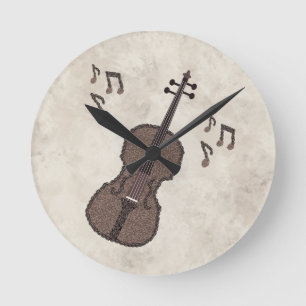Espresso Violino-Violine, hergestellt aus Kaffeebo Runde Wanduhr