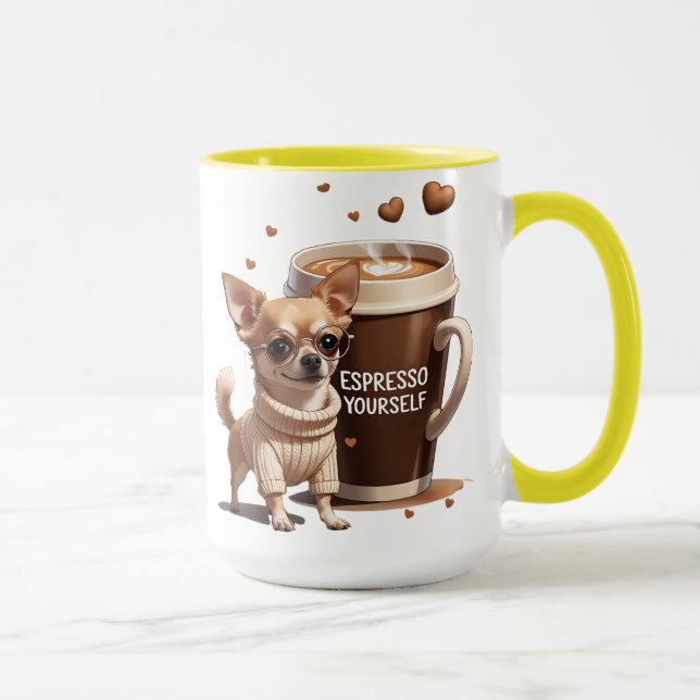 Espresso Yourself – Coffee Chihuahua Edition Tasse (Rechts)