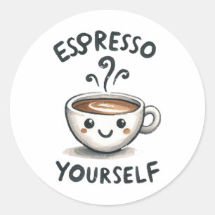 Espresso Yourself Kaffee Runder Aufkleber