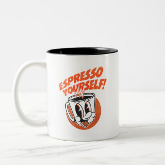 Espresso Yourself Lustiger Kaffee Liebhaber Grafik Zweifarbige Tasse