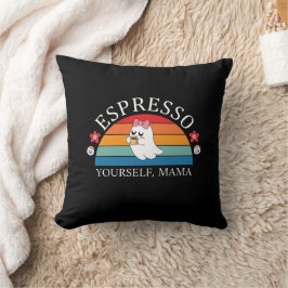 Espresso Yourself Mama - Retro Rainbow Ghost Kissen