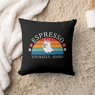 Espresso Yourself Mama - Retro Rainbow Ghost Kissen