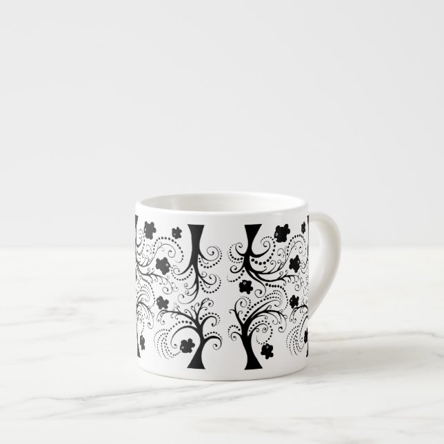 Espressoschale mit kleinen wunderlichen schwarzen espressotasse (Vorderseite Rechts)