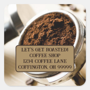 Espressoschuh Bereit zur Rücksendeadresse Quadratischer Aufkleber