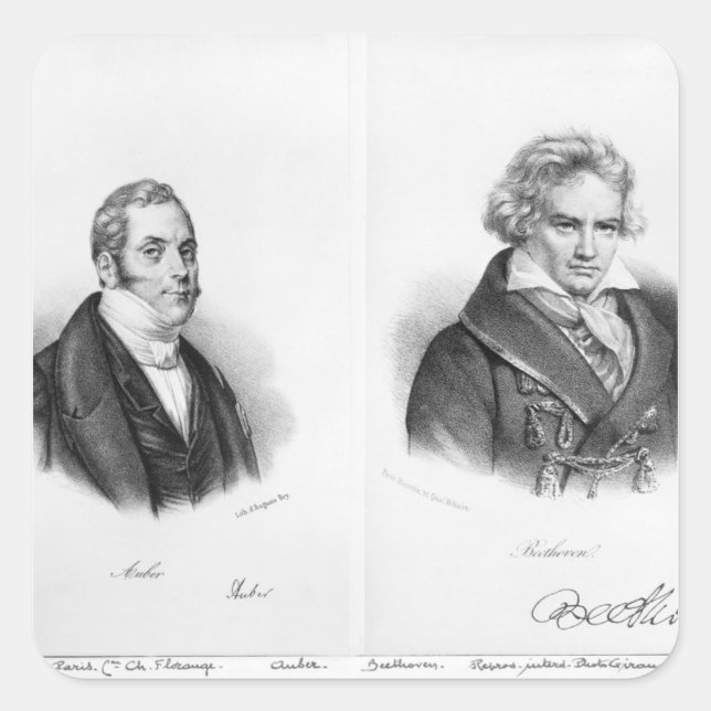 Esprit Auber und Ludwig van Beethoven Quadratischer Aufkleber (Vorderseite)