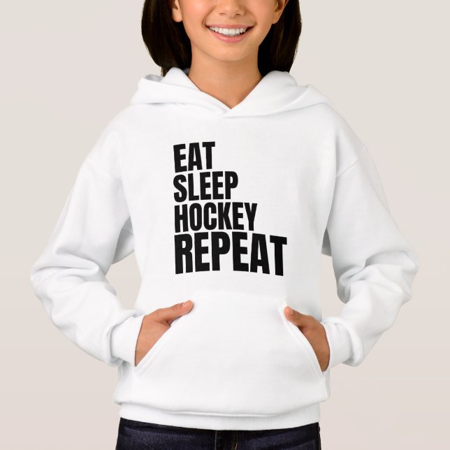 Ess-Schlaf-Hockey wiederholen Hoodie (Vorderseite)