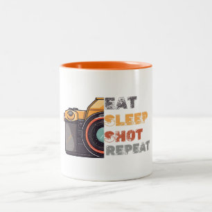Ess Schlaf Schuss wiederholen Vintag Zweifarbige Tasse
