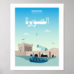 Essaouira Stadt Marokko Illustration Poster