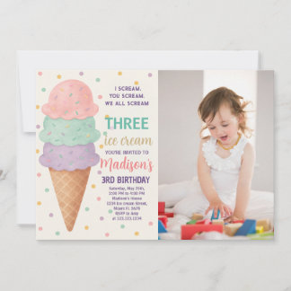 Essbare Eiscreme zum Geburtstag Einladung für Kind
