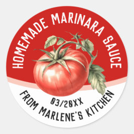 Essbare hausgemachte Marinarasoße mit roter Tomate Runder Aufkleber
