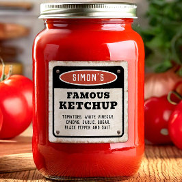 Essbare hausgemachte Tomatenketchup mit rostigem S Quadratischer Aufkleber