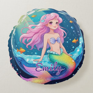Essbare Meerjungfrau Runde Kissen - Niedliche Ozea