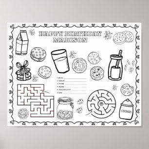 Essbare Milch-Cookies Geburtstags-Malmatte Poster