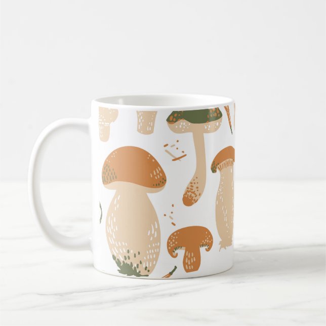 Essbare Pilze Linocut Vintages Muster Kaffeetasse (Links)