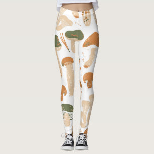 Essbare Pilze Linocut Vintages Muster Leggings