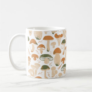 Essbare Pilze nahtlos Muster. Linocut alt Kaffeetasse