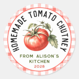Essbare Tomaten-Chutney-Etikett Aquarell-Tomate Runder Aufkleber