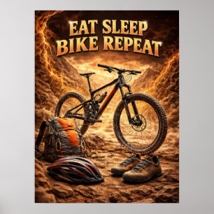 Esse Schlafe Fahrrad Flamme Poster