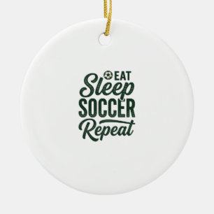 Esse Schlafe Fußball Wiederhole Vintage-Shirt-Desi Keramik Ornament