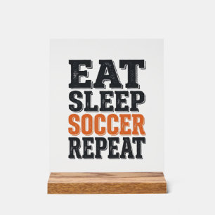 Esse Schlafe Fußball Wiederhole Vintage-Typografie Acrylschild