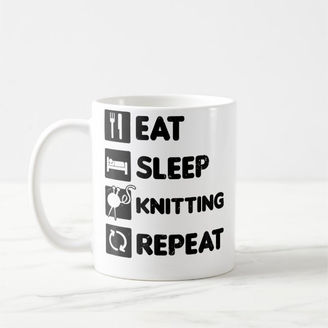 Esse Schlafen Wiederholen Design Stricken Oma Kaffeetasse (Links)