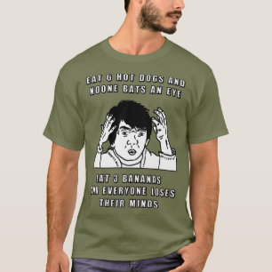 Essen 6 Hot Dogs 3 Bananen Meme Vegan Vegetarier T-Shirt