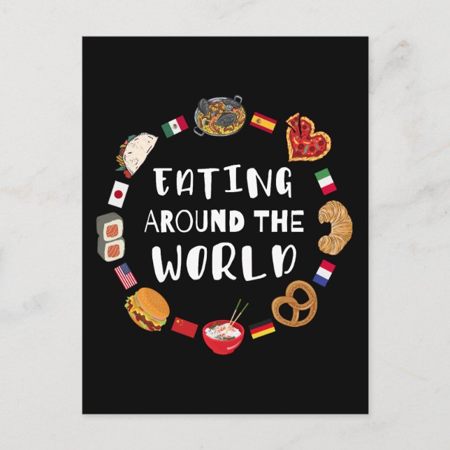 Essen auf der ganzen Welt Postkarte (Vorderseite)