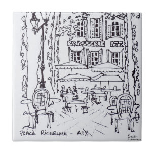 Essen auf einem Platz Aix en Provence, Frankreic Fliese
