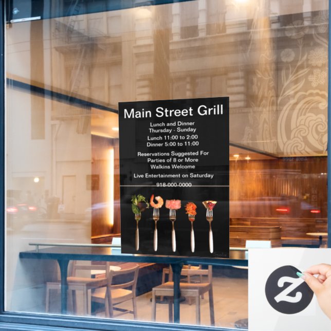 Essen auf Foren Modernes Restaurant Business Fensteraufkleber (Café-Fenster)