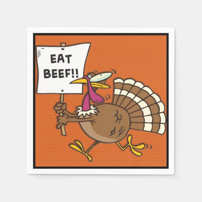 Essen Beef Erntedank Türkei Spaß Abendessen Napkin Serviette (Vorderseite)