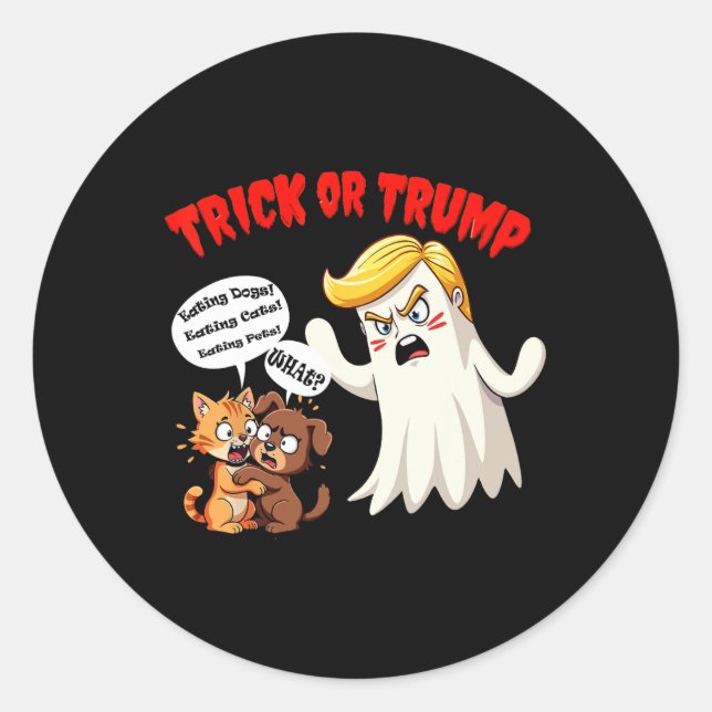 Essen der Hunde Trick oder Trump lustigen Trump 20 Runder Aufkleber (Vorderseite)