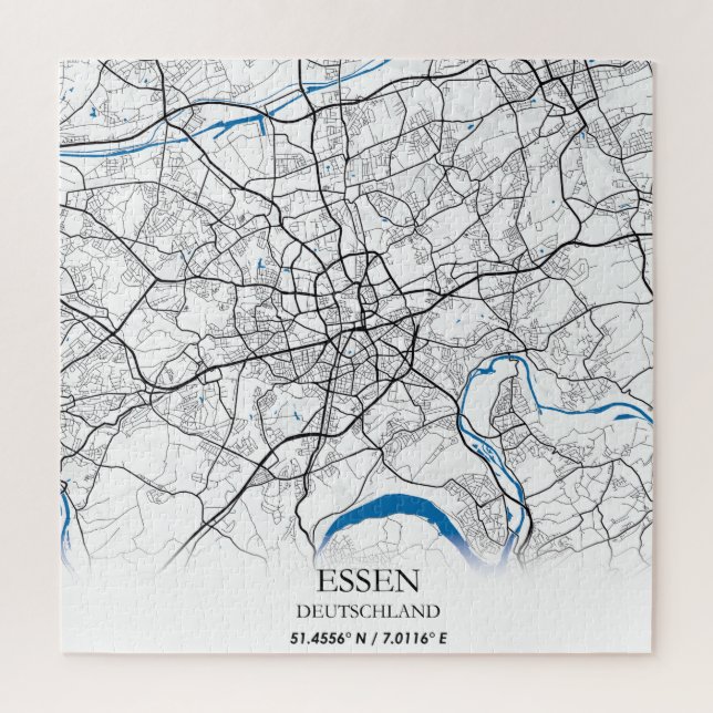 Essen Deutschland City Map Travel Simple Puzzle (Vertikal)