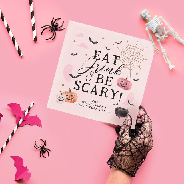 Essen Drink & Be Beängstigend Fun Pumpkin Hallowee Serviette (Eat Drink & Be Scary Fun Pumpkin Halloween Party Napkins)