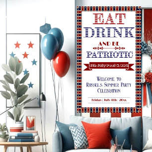 Essen Drink & Be Patriotic 4. Juli Pool & GRILLEN  Banner