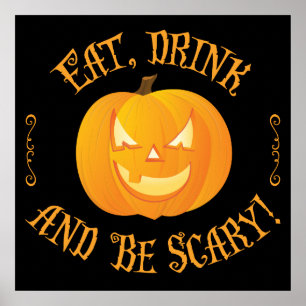 Essen Drink Beängstigend Halloween Zeichen 24x24 Poster