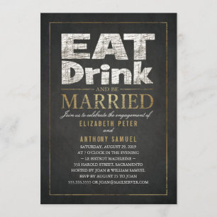 Essen Drink Gold Effekt Funny Engagement Party Einladung