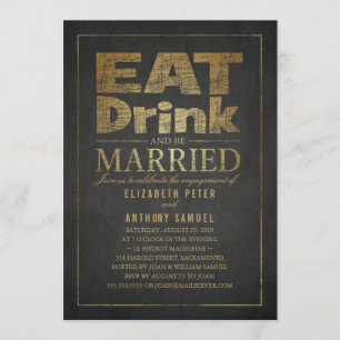 Essen Drink Gold Effekt Funny Engagement Party Einladung
