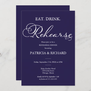 Essen Drink Rehearse Navy Blue Probe Abendessen Einladung