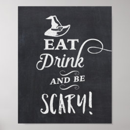 Essen Drink & Sei Beängstigend Halloween Chalkboar Poster