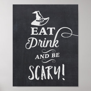 Essen Drink & Sei Beängstigend Halloween Chalkboar Poster