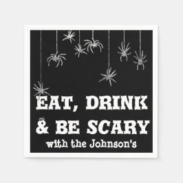 Essen Drink sei Beängstigend, Spider Halloween Bla Serviette