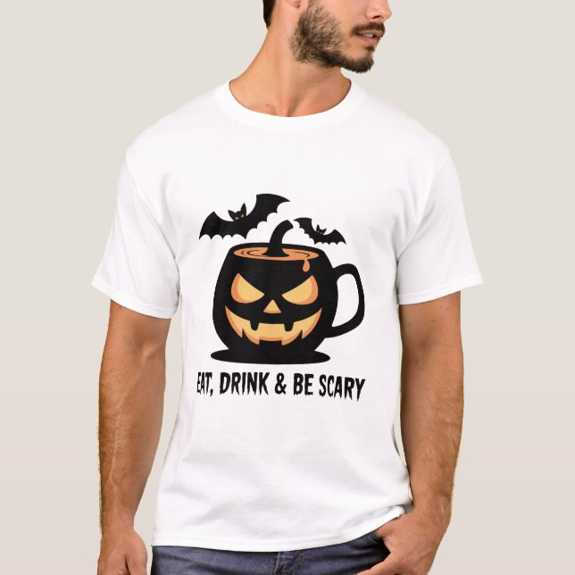 Essen Drink sei Beängstigenden Pumpkin T-Shirt (Vorderseite)