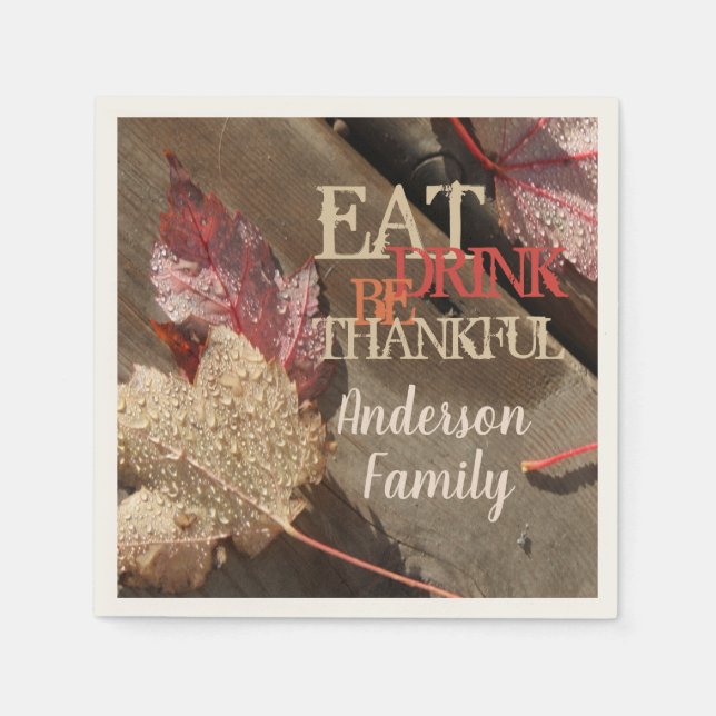 Essen Drink sei dankbar Familie Erntedank Serviette (Vorderseite)